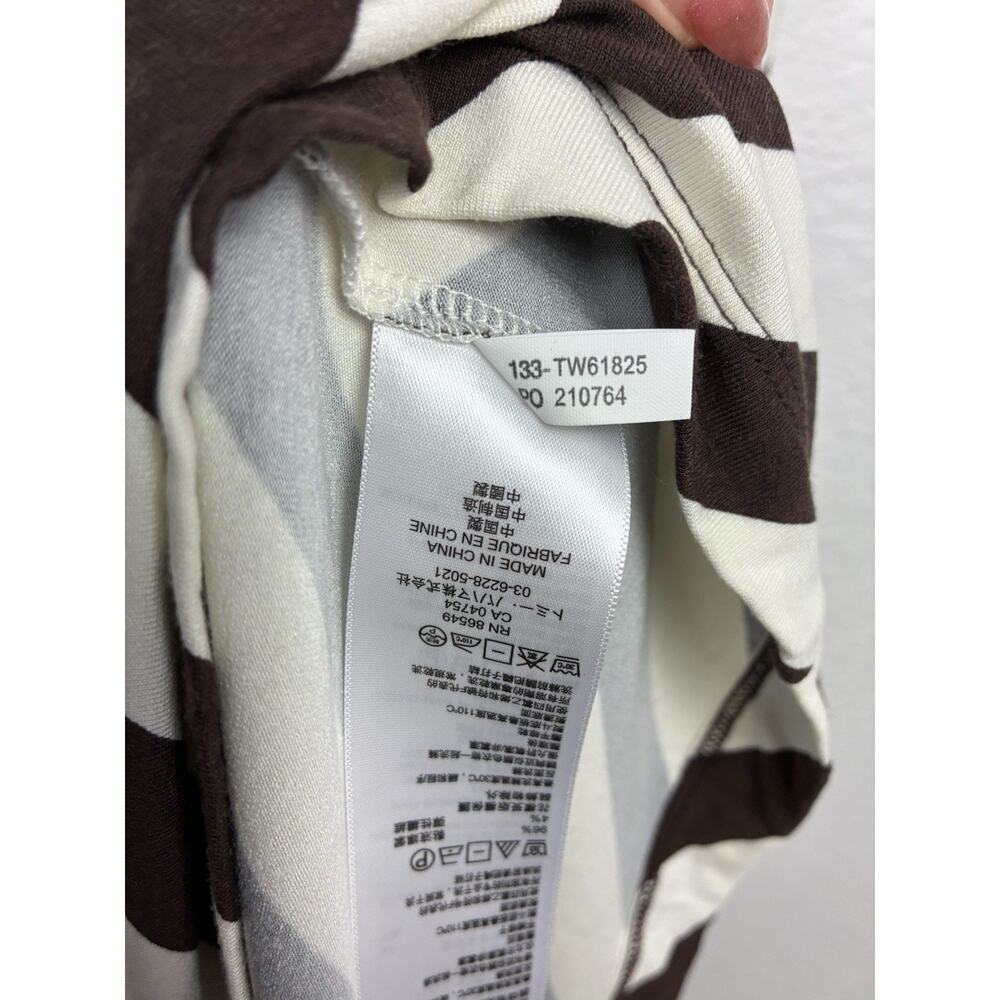 Tommy Bahama Chevron Nautical Striped Maxi Dress Brown Cream Drawstring Waist M - Picture 10 of 10